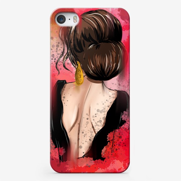 Чехол iPhone «Девушка в черном..на красном фоне»