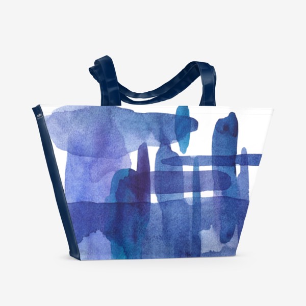 Пляжная сумка «Акварель. Абстракция. Синий»