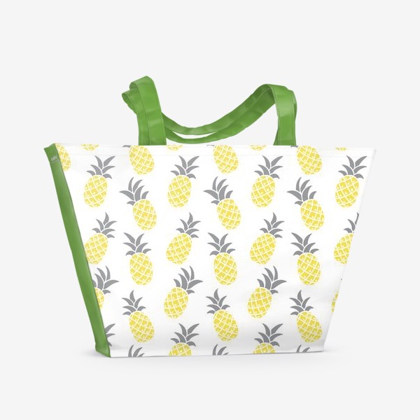 Пляжная сумка «Паттерн спелые ананасы на белом фоне»