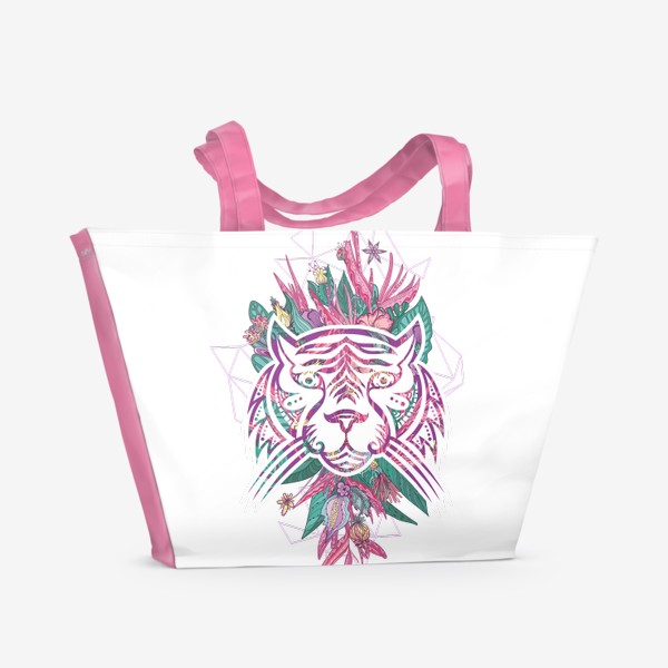 Пляжная сумка «Тигрица в тропиках»