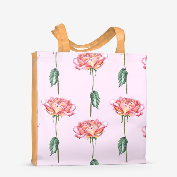 Сумка-шоппер «Нежные розы на розовом»