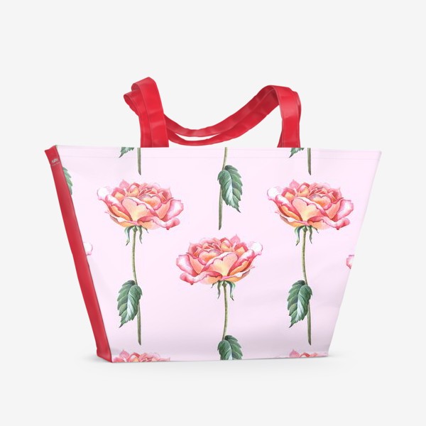 Пляжная сумка «Нежные розы на розовом»