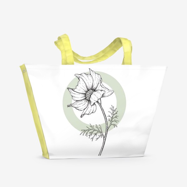 Пляжная сумка «Цветок космея, графика»