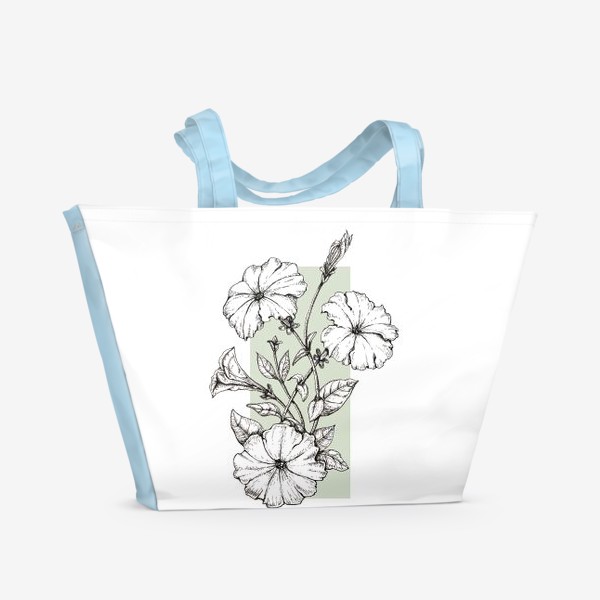 Пляжная сумка &laquo;Цветок Петунья, графика&raquo;