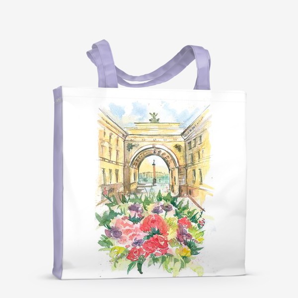 Сумка-шоппер «Лето в Питере! Букет цветов, вид на дворцовую площадь»