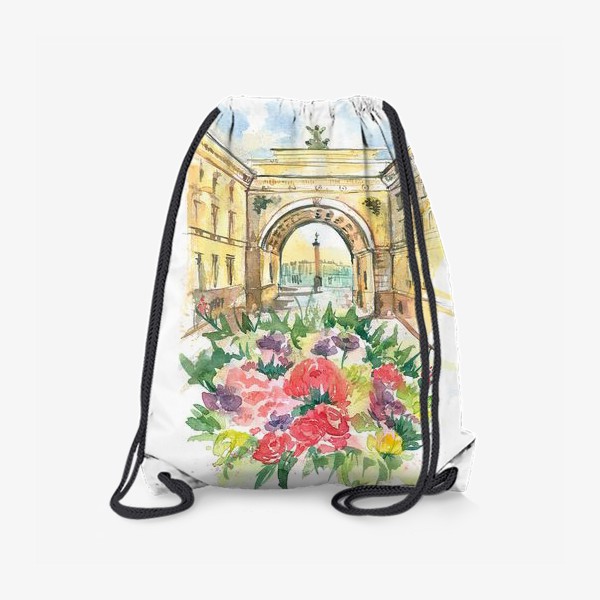 Рюкзак «Лето в Питере! Букет цветов, вид на дворцовую площадь»