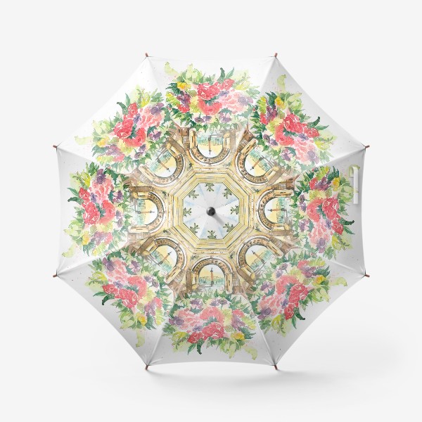 Зонт «Лето в Питере! Букет цветов, вид на дворцовую площадь»