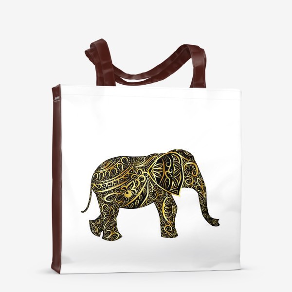 Сумка-шоппер «Силуэт слона с золотым узором»