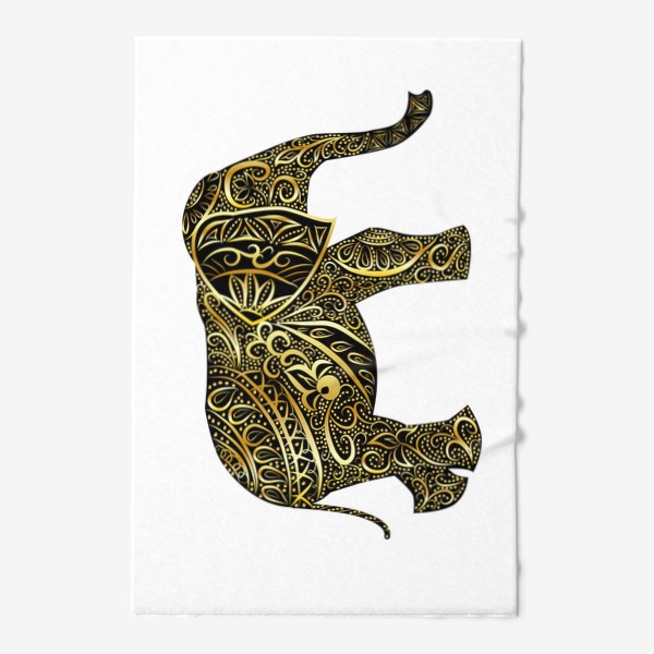 Полотенце «Силуэт слона с золотым узором»