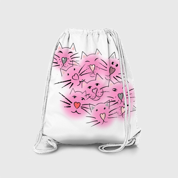 Рюкзак «Усы и  сердечные носы в розовом»