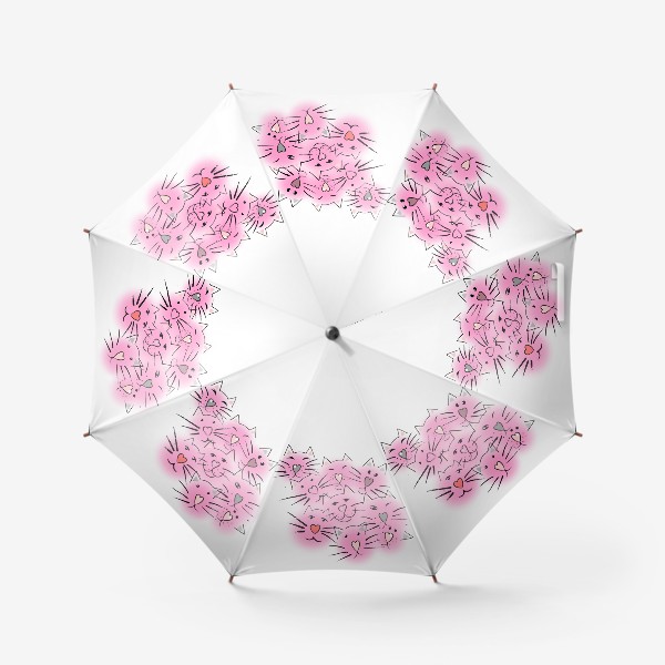 Зонт «Усы и  сердечные носы в розовом»
