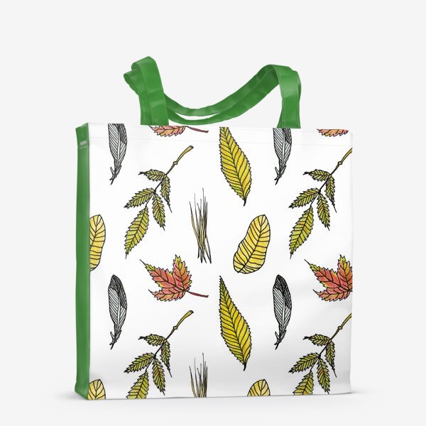Сумка-шоппер «Осенние листики на белом Ботаника и лес»