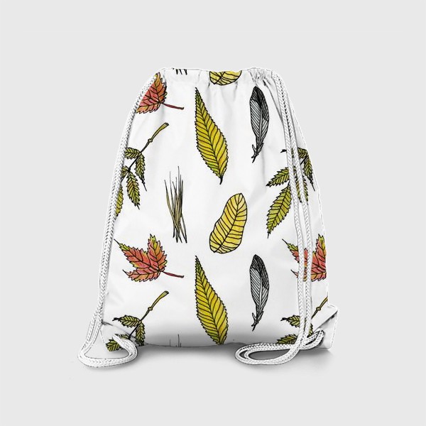 Рюкзак «Осенние листики на белом Ботаника и лес»