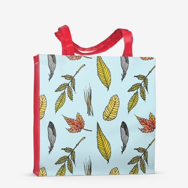 Сумка-шоппер «Осенние листики на голубом Ботаника и лес»