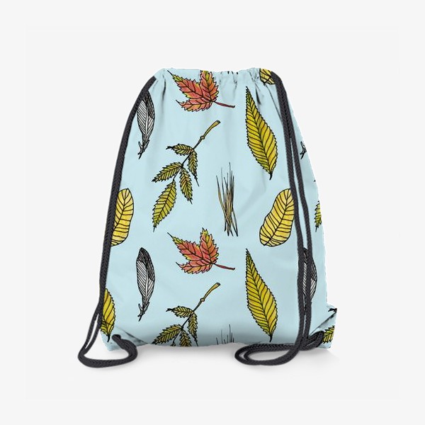 Рюкзак «Осенние листики на голубом Ботаника и лес»