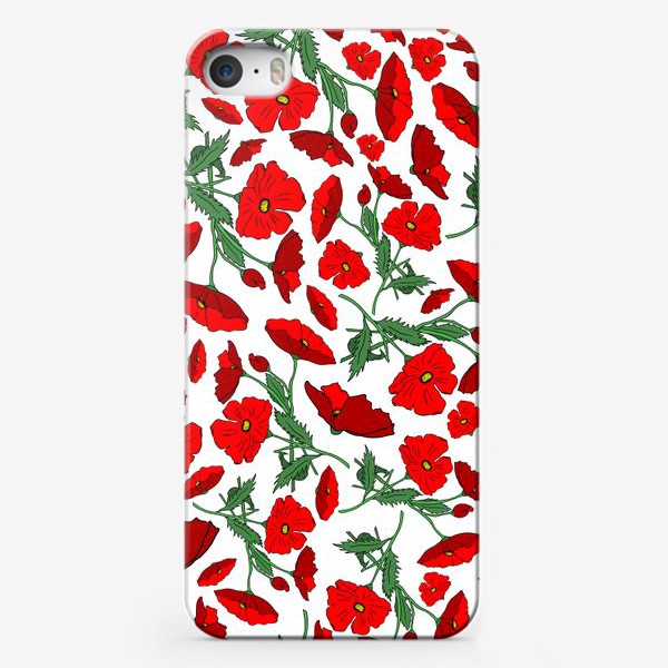Чехол iPhone «Красные маки на белом фоне»