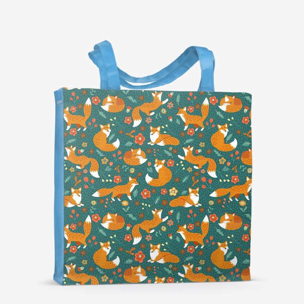 Сумка-шоппер «Милые лисы в цветах»