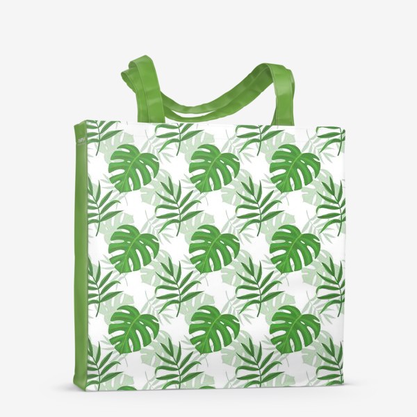 Сумка-шоппер «Листья пальмы и монстеры. Паттерн»