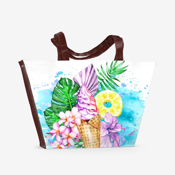 Пляжная сумка «Тропический букет с мороженым»