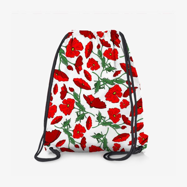 Рюкзак «Красные маки на белом фоне»