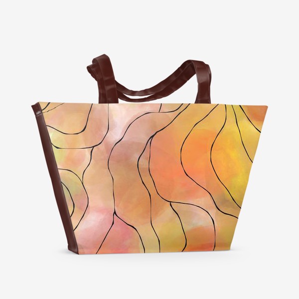 Пляжная сумка &laquo;Осень. Оранжевая абстракция. Батик&raquo;