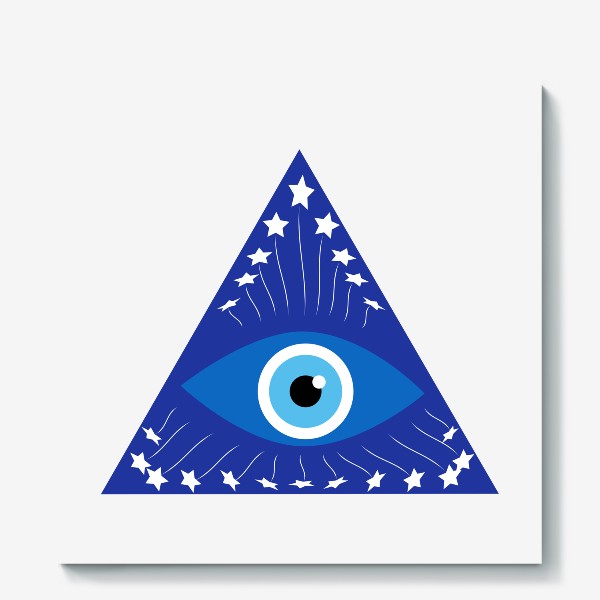 Холст «Кошачий глаз в треугольнике, мистический талисман»