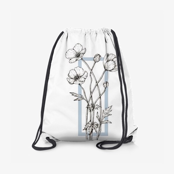 Рюкзак «Цветы анемоны скетч, графика»