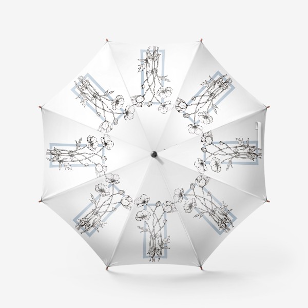 Зонт «Цветы анемоны скетч, графика»