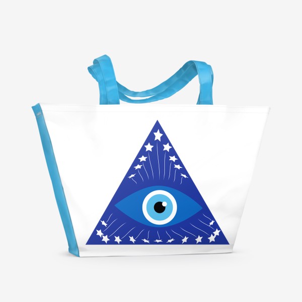 Пляжная сумка «Кошачий глаз в треугольнике, мистический талисман»