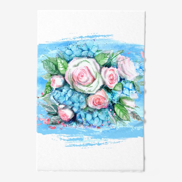 Полотенце «Букет с розами в акварельном стиле»