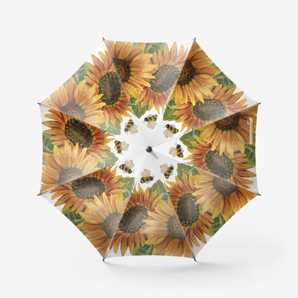 Зонт «Подсолнухи и пчелы»