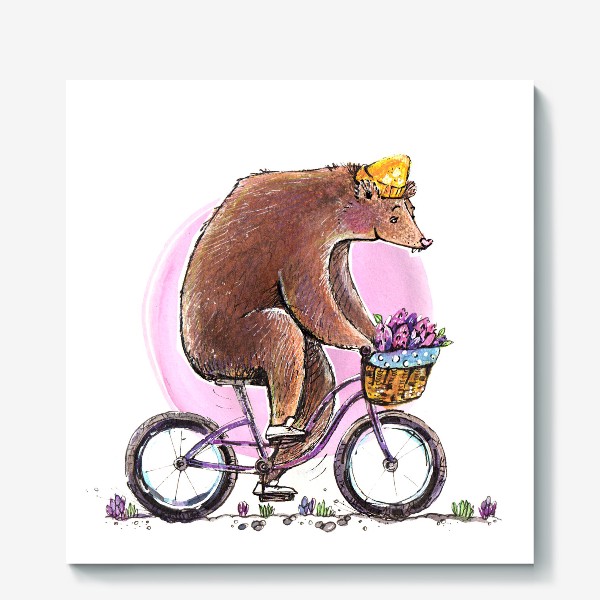 Холст &laquo;Медведь на велосипеде&raquo;