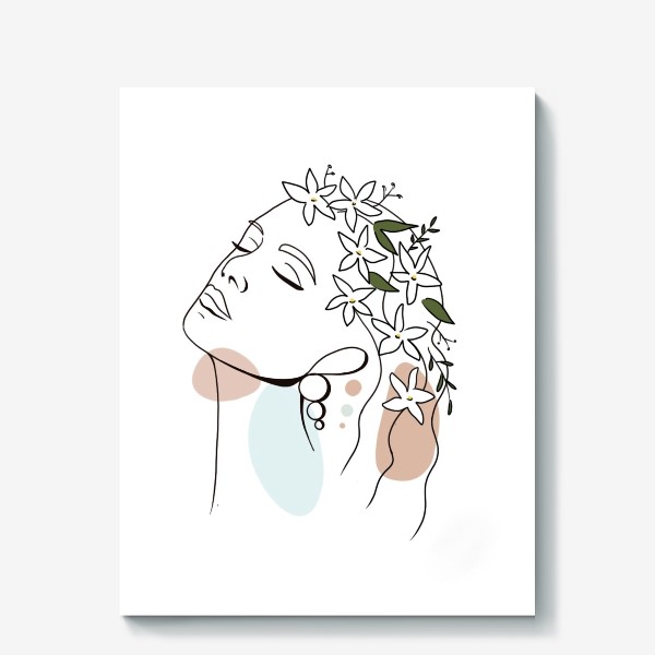 Холст «Девушка с жасмином абстракция минимализм »