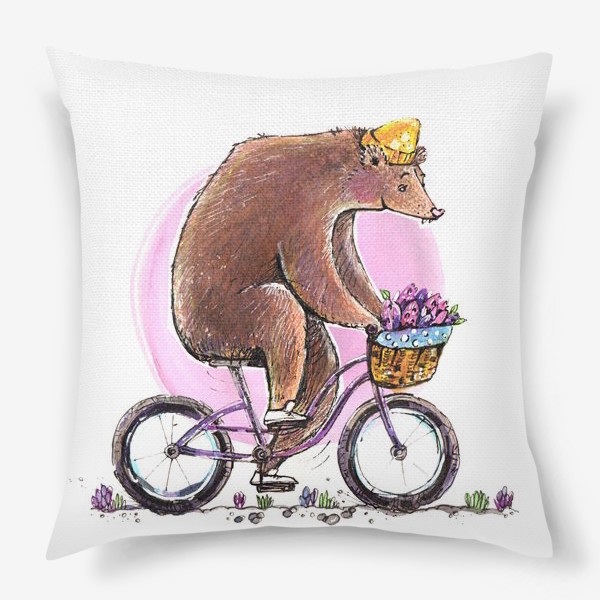 Подушка &laquo;Медведь на велосипеде&raquo;