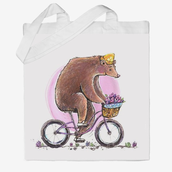Сумка хб &laquo;Медведь на велосипеде&raquo;