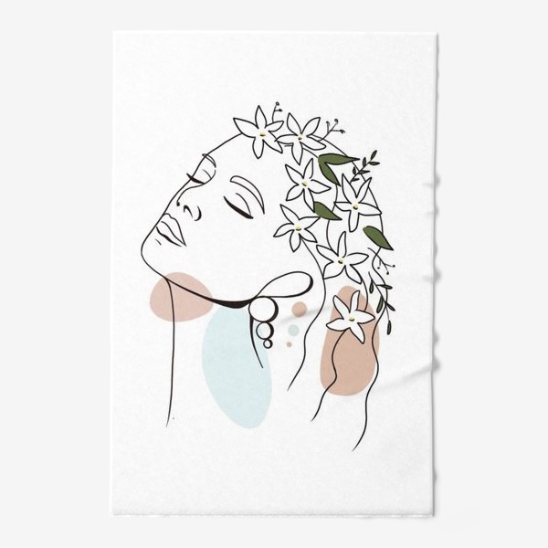 Полотенце «Девушка с жасмином абстракция минимализм »