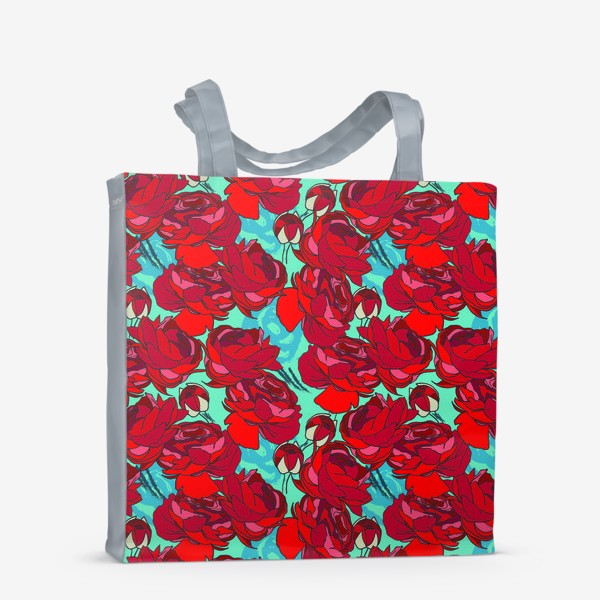 Сумка-шоппер «Красные розы на голубом»