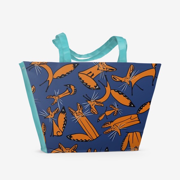 Пляжная сумка «Фенек, большеухая лисица, паттерн»