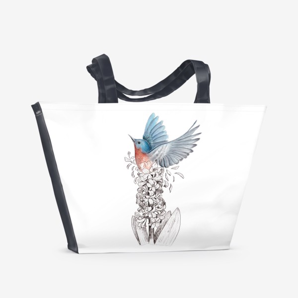 Пляжная сумка «Птица и цветок»