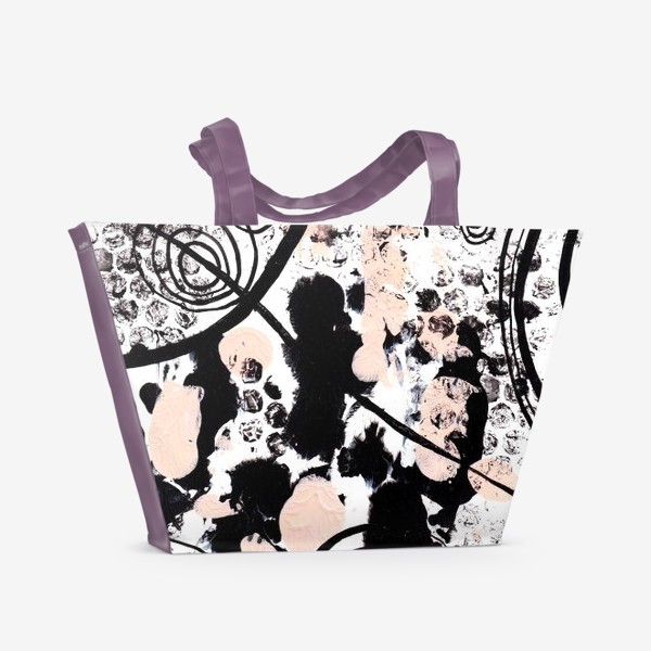 Пляжная сумка «Черный и розовый. Абстракция»