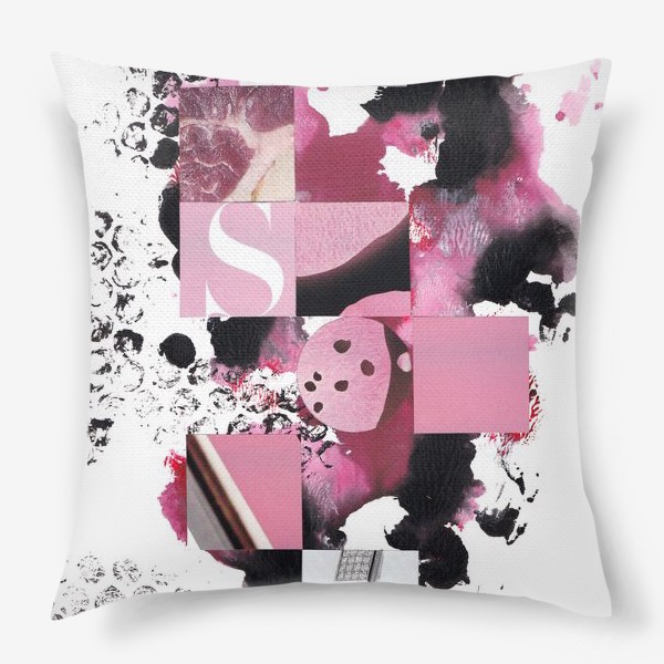 Подушка «Абстракция. Розовый и черный»