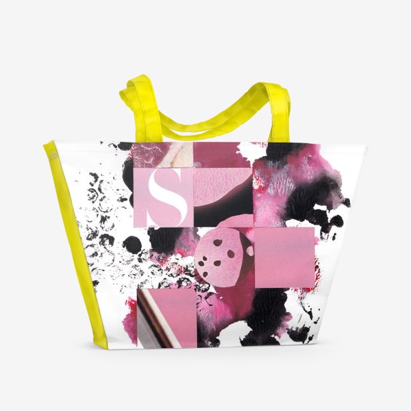 Пляжная сумка «Абстракция. Розовый и черный»