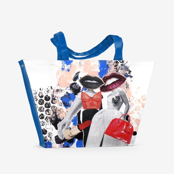 Пляжная сумка «Мода. Коллаж. Красный и синий»