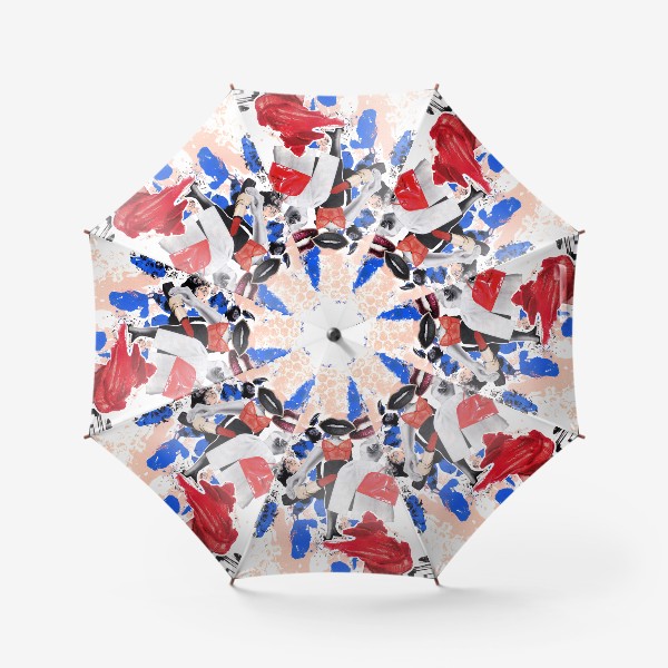 Зонт «Мода. Коллаж. Красный и синий»