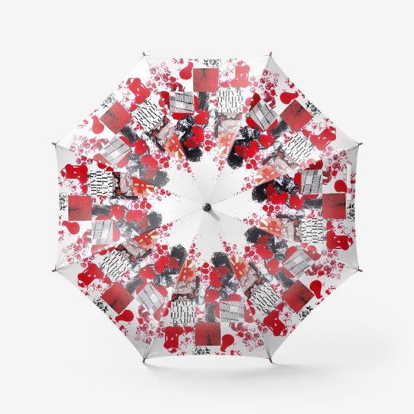 Зонт «Абстракция. Коллаж. Красный и черный»