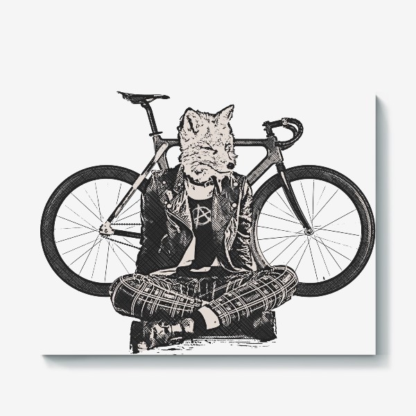 Холст «Fox Punk Biker»