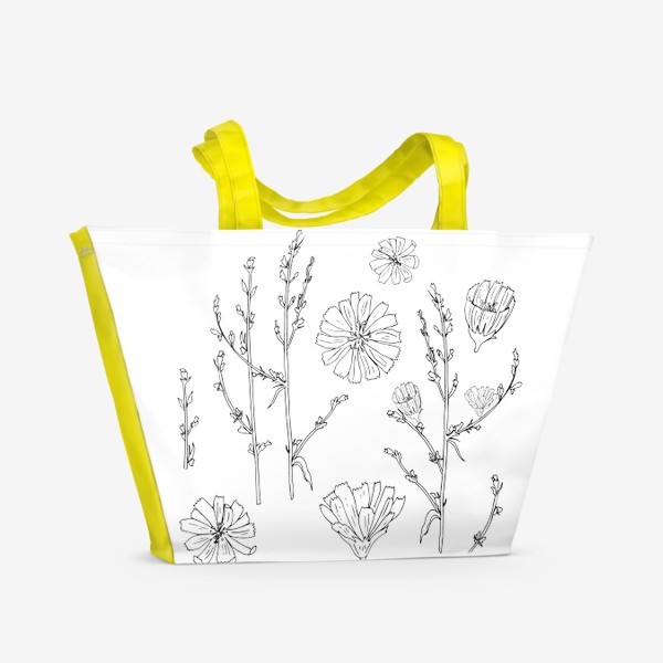 Пляжная сумка «луговые цветы, цикорий»
