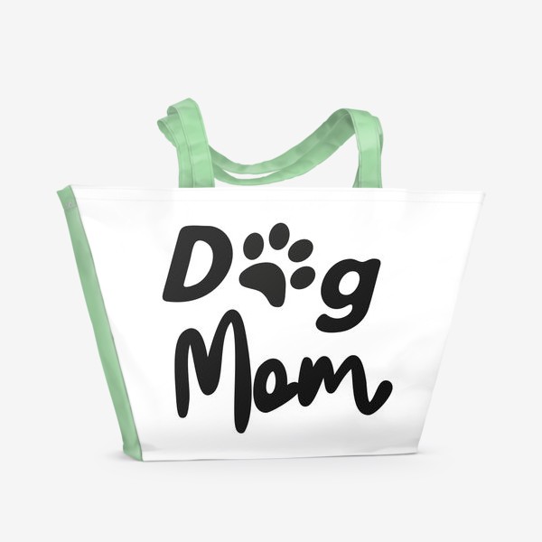 Пляжная сумка «Леттеринг "Dog mom" с отпечатком лапки питомца»