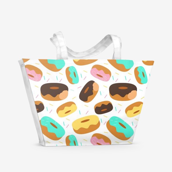 Пляжная сумка «Пончики на белом»