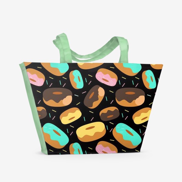 Пляжная сумка «Пончики на черном»